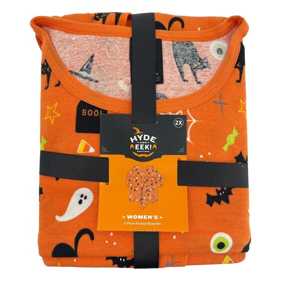 Hyde and Eek 2pc Halloween Pajama Set Plus Size 2X Ghosts Bats Cats Candy Scary - Picture 2 of 4